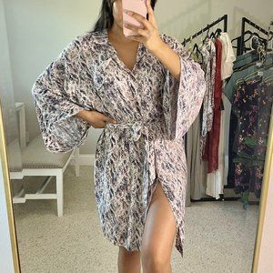 Multi Color Relaxd-Fit Button Up Dress With Waist Tie